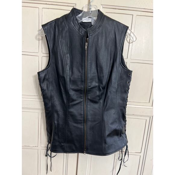 Vintage Newport News size 6 black motorcycle vest - Picture 1 of 4